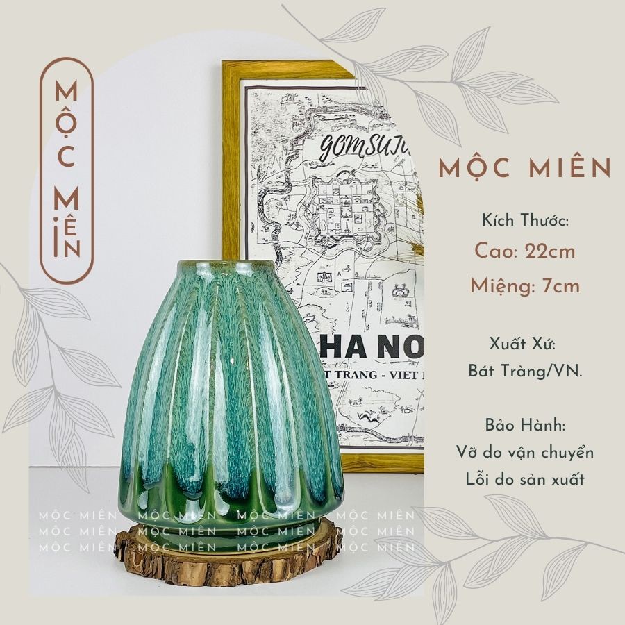 Bình hoa gốm sứ men Bạch Ngọc cỡ Nhỡ nhiều mẫu lọ hoa decor trang trí, Mộc Miên, Gốm Sứ Bát Tràng