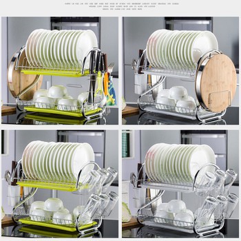 Kệ để chén đĩa 2 tầng bằng inox - Giá úp bát đĩa có ống cắm đũa tiện dụng | BigBuy360 - bigbuy360.vn