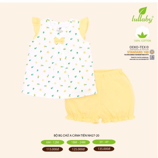 Bộ cộc tay lulaby bé gái cotton 3-36m