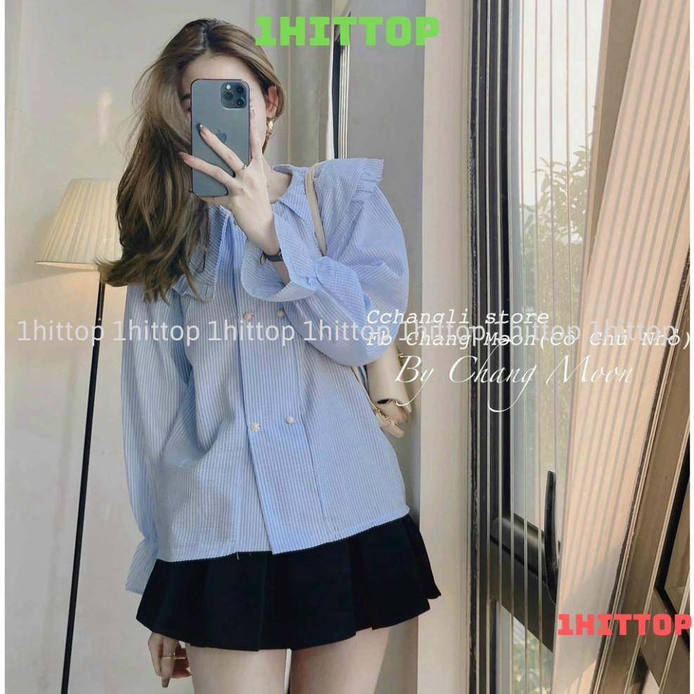 Áo babydoll tay bèo 2 màu hàng đẹp HA0005 1hittop