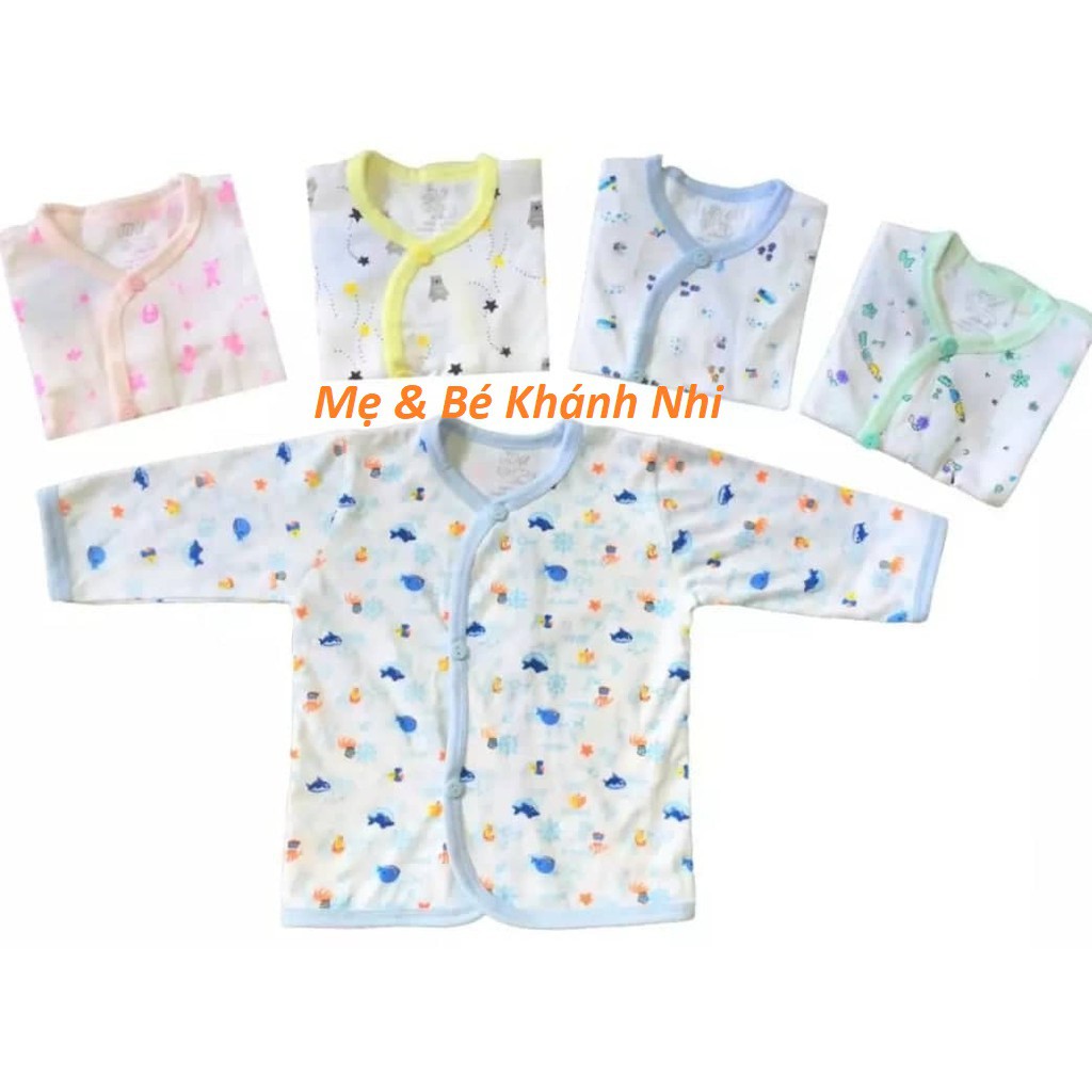 Combo 5 Áo Tay Dài Cài Xéo In Họa Tiết JOU Cottton Cao Cấp - Áo Sơ  Sinh Cho Bé