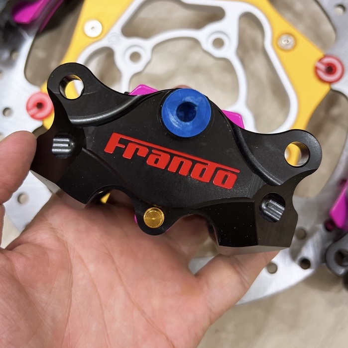 Heo Dầu FRANDO 2piston đối xứng, gắn thông dụng nhiều dòng xe - Cả Trước và Sau 3 Màu: NÂU - XÁM - ĐEN