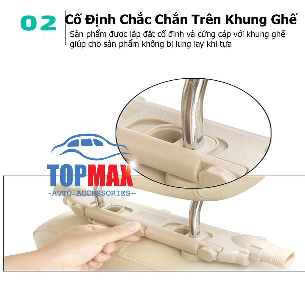 Gối Tựa Đầu Ô Tô - Gối Tựa 2 Bên Khi Ngủ Gật - Da PVC Cao Cấp