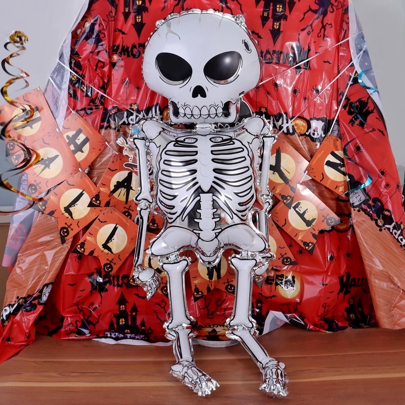 Bong Bóng Hình Đầu Lâu Đáng Sợ Kích Thước 86x158cm Trang Trí Tiệc Halloween