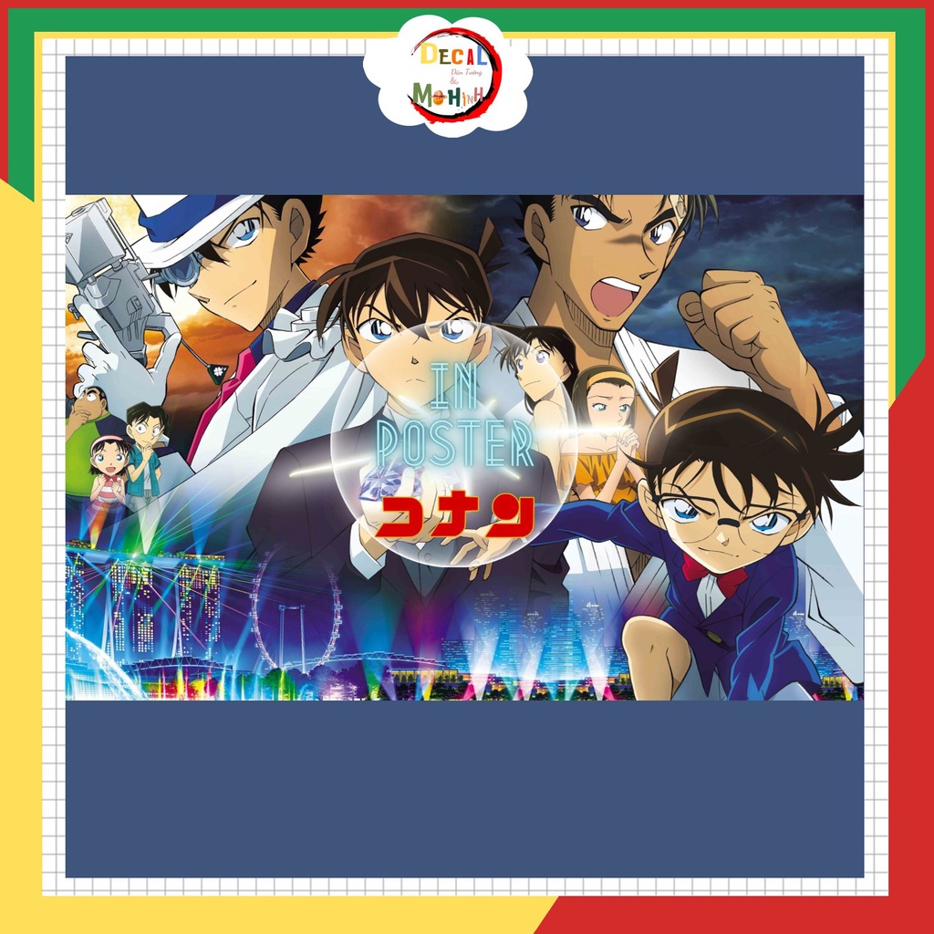 Poster ANIME Thám Tử Lừng Danh Conan, Giấy Decal Có Keo Dán Sẵn, Kích Thước A3 42x30cm