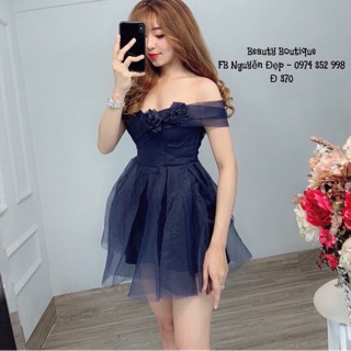 💃🏻Đầm Nữ Lưới Rớt Vai Đính Bông Kiểu Công Chúa