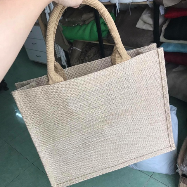 Túi xách tote 2 quai từ chất liệu vải bố (33x26x10 cm)