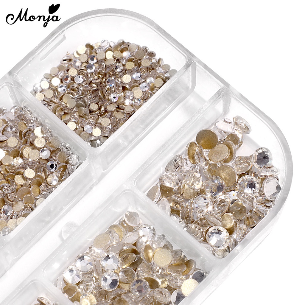 [Hàng mới về] Hộp Phụ Kiện Đá Mắt Mèo Monja 6 Ngăn 3D Trang Trí Móng Tay