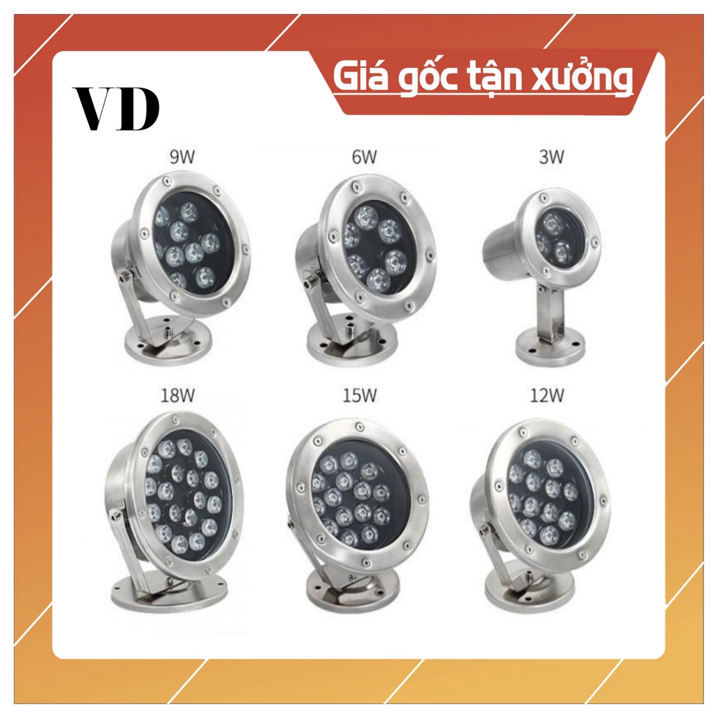 Đèn LED âm nước đổi màu IP 68 chiếu sáng sân vườn hồ cá koi ( CHÍNH HÃNG )