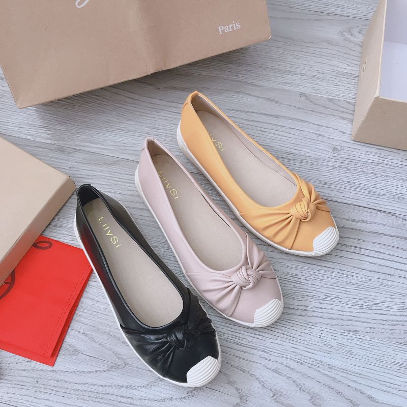 [Shopee trợ giá] Giày búp bê nơ xoắn đế dẻo