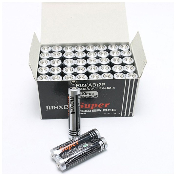 2 Hộp x 40 viên Pin 3A  Maxell 1.5V Đen INDONESIA - Pin tiểu, pin đũa, pin remote máy lạnh, pin remote ti vi.