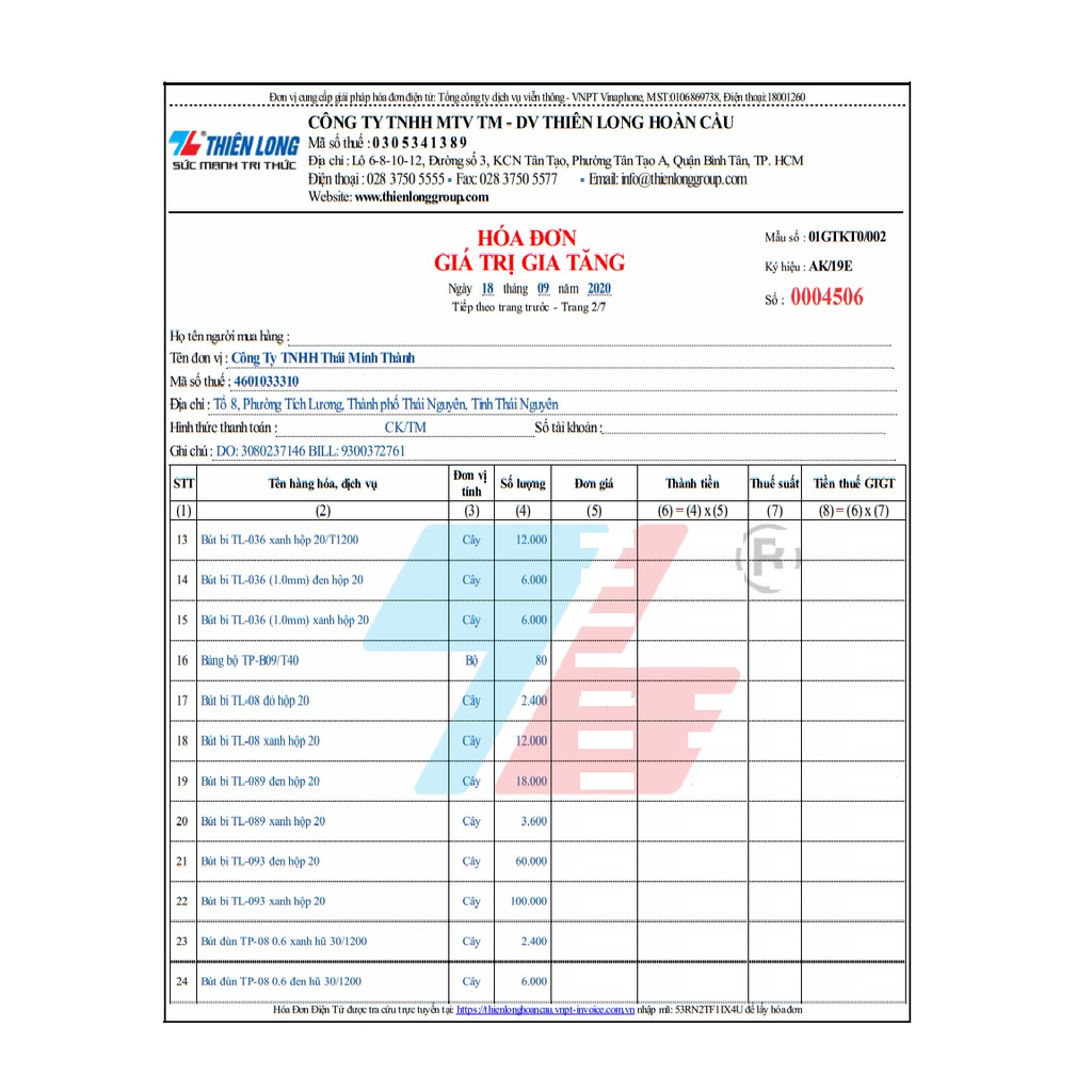 Bút Bi Cao Cấp Thiên Long TL036 - Bút bi dạng bấm khế, có grip êm tay và giảm trơn khi cầm bút