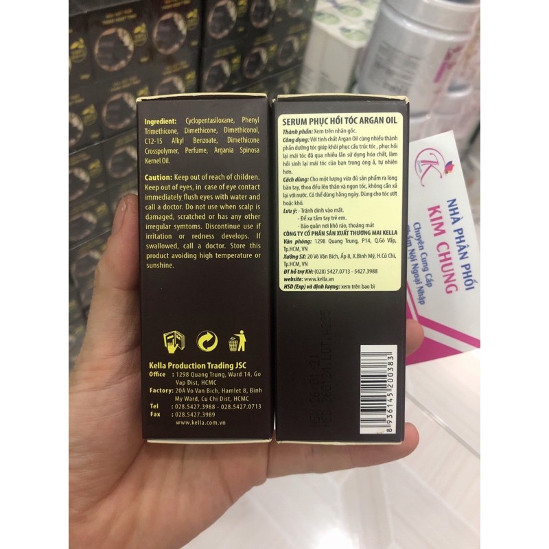 Serum phục hồi tóc hư tổn Kella Argan Oil 30ml