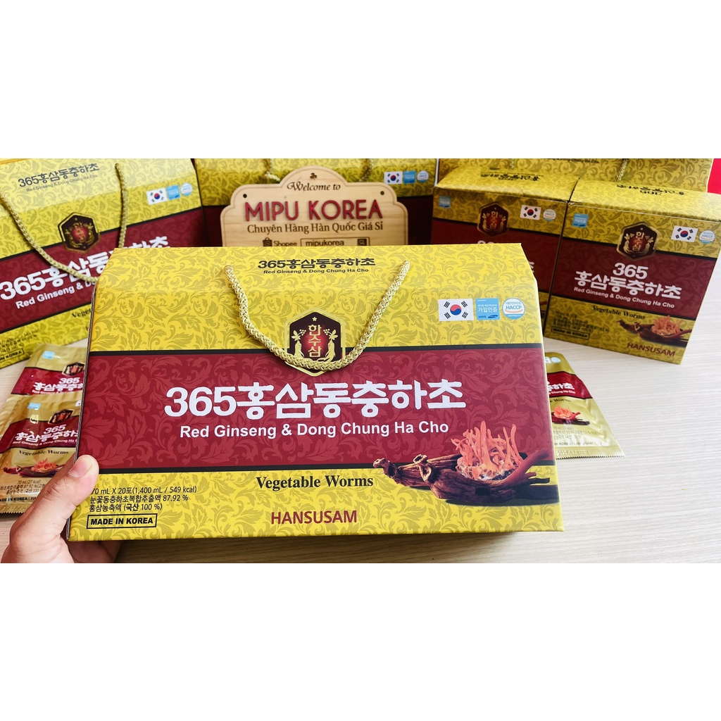 Nước Hồng Sâm Đông Trùng Hạ Thảo 365 HANSUSAM Hàn Quốc Hộp 20 gói x 70ml