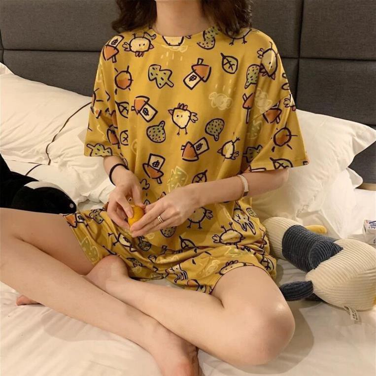 Bộ đồ ngủ nữ pijama dễ thương, Đồ bộ nữ cotton thun cộc tay mùa hè chất mát nhiều hoạ tiết đẹp - BDN22 ‣ *