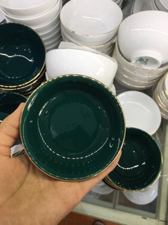 Bát cơm xanh cổ vịt vẽ vàng Bát Tràng