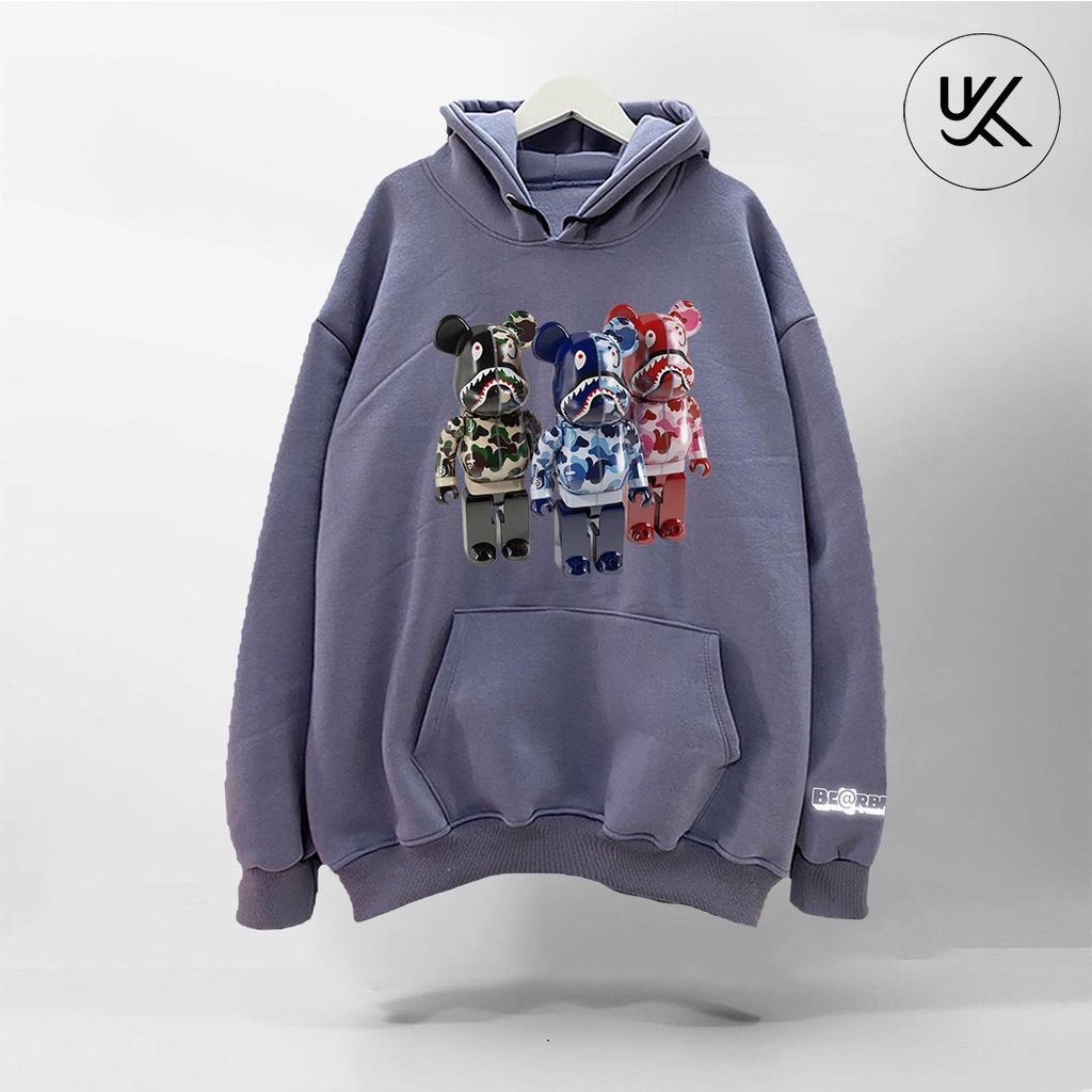 Áo Nỉ HOODIE BEARBRICK (tay áo in Phản Quang Bạc), Form Dáng Rộng, áo nỉ bông hoodie unisex nam nữ. xuongkkim