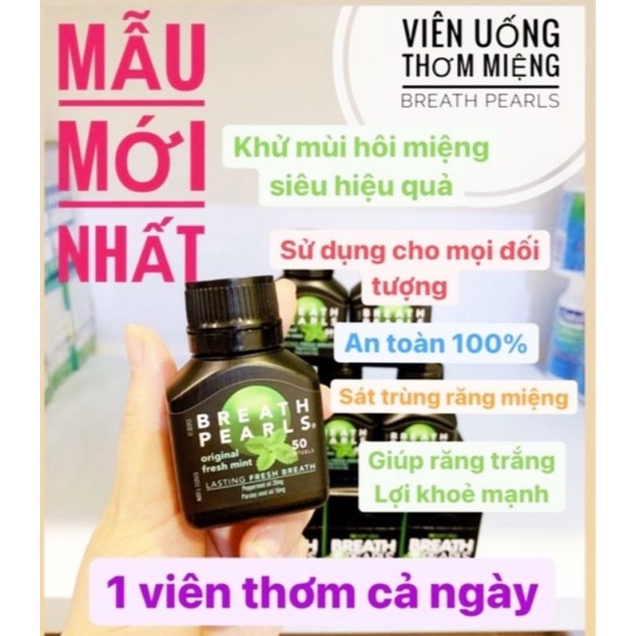 Viên thảo dược thơm miệng Breath Peals (50 viên chính hãng Úc) giúp ngừa hôi miệng