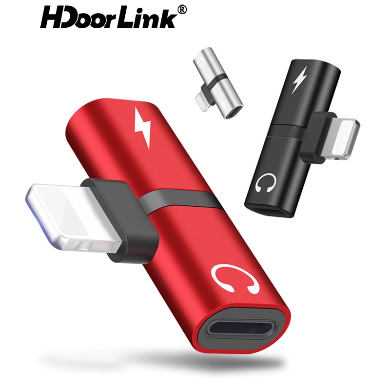 Đầu Chuyển Đổi HdoorLink Chia Cổng Sạc/Tai Nghe/Âm Thanh USB Type C 2 Trong 1 Cho IP11 12 Pro