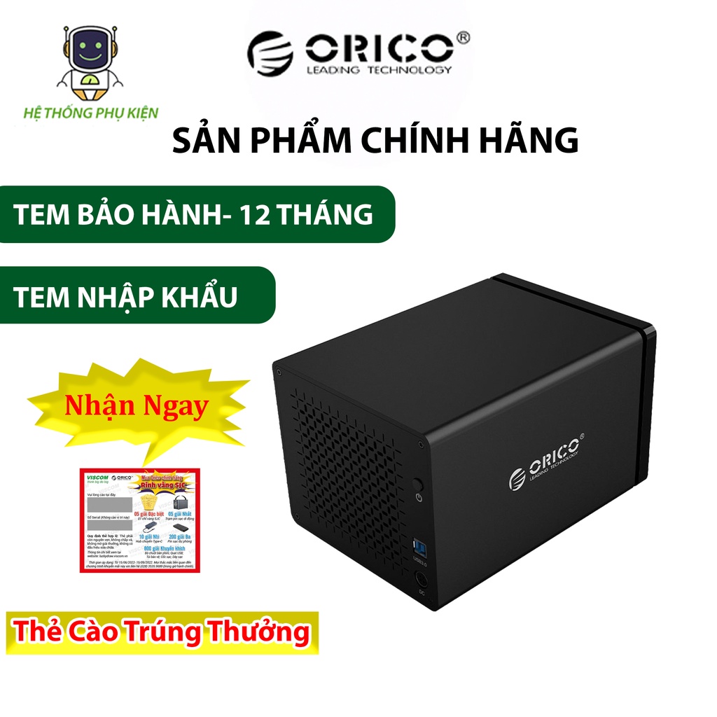 Hộp Ổ Cứng 3.5" 5 Khe Cắm SATA 3 USB 3.0 Type B ORICO- NS500U3-BK- Hàng Chính Hãng