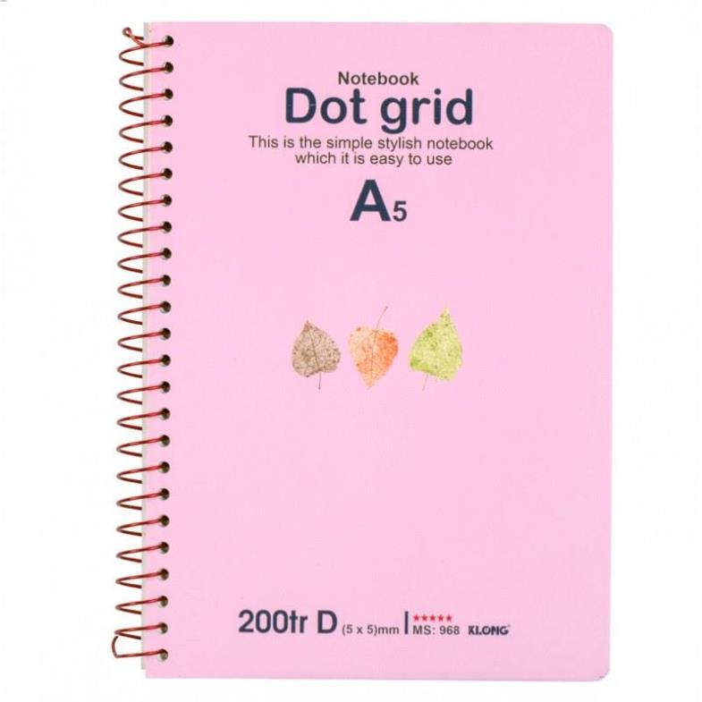 Sổ lò xo đơn KLONG A5 Dot Grid ruột chấm 70/76; MS: 968 .