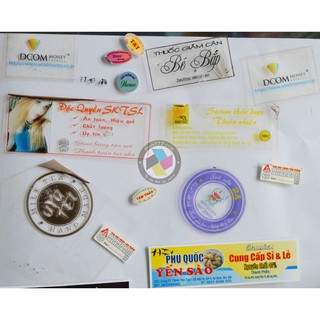 In tem nhãn decal nhựa trong_in tem logo giá rẻ_1m vuông cắt bế tròn sẵn
