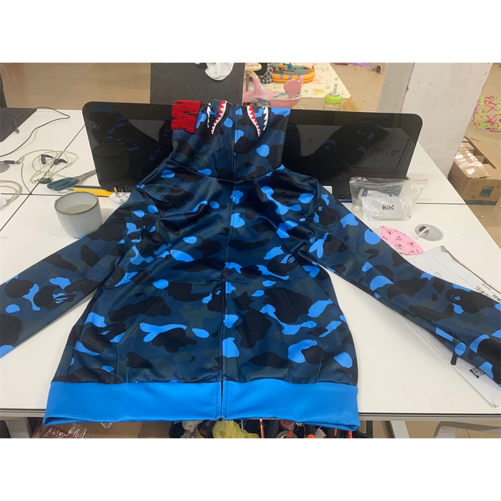 Áo Khoác Dây Kéo Bape Hình Cá Mập Thời Trang Đường Phố Cá Tính