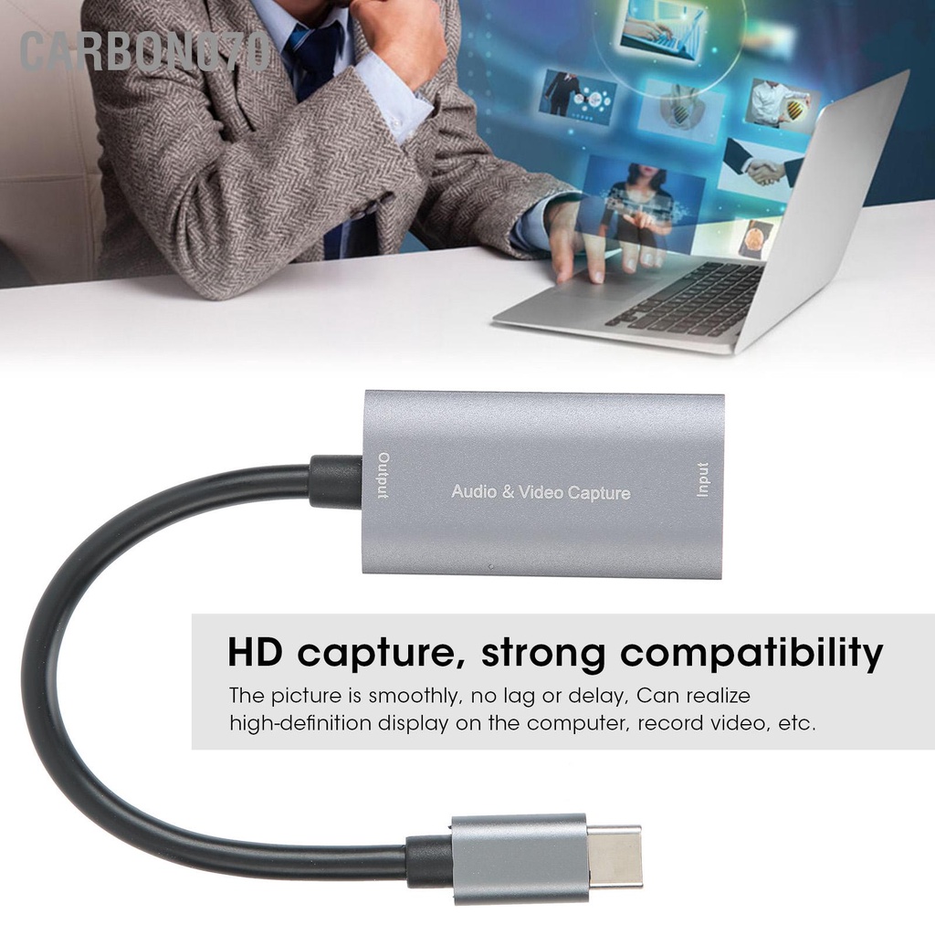 Carbon070 Thẻ ghi video TYPE ‑ C HDMI to Type 4K 1080P Game Live Silver Grey ổ đĩa miễn phí Z29A