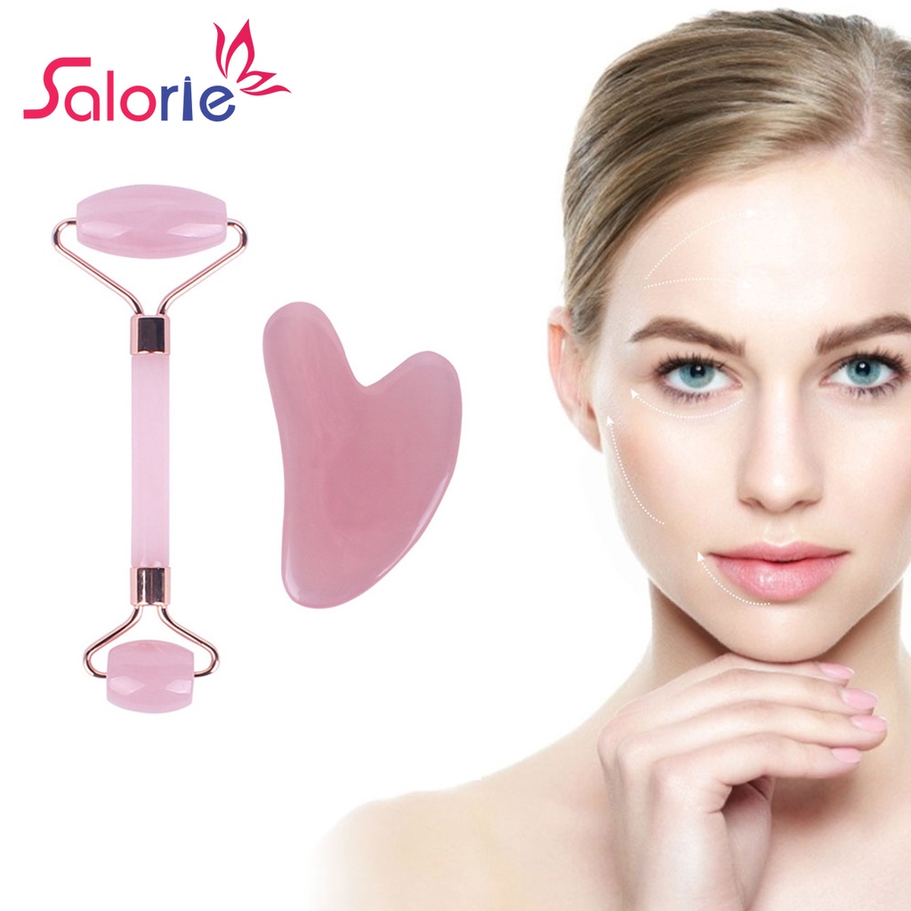 Bộ Sản Phẩm Salorie Gồm Cây Lăn Mát Xa Cơ Thể Và Miếng Cạo Gió Bằng Nhựa Resin Tự Nhiên