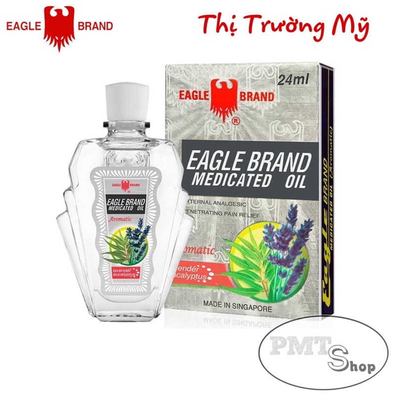 Dầu Gió Eagle Brand Medicated Oil (Con Ó) 24ml 2 nắp Xanh, Vàng, Trắng - Dành cho Thị Trường Mỹ