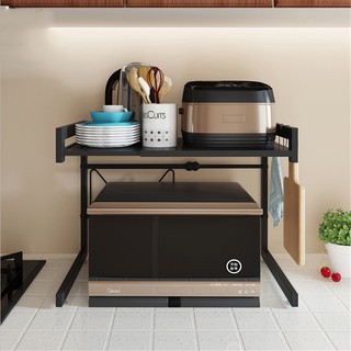 Kệ lò vi sóng 2 tầng, giá đỡ lò vi sóng bằng sắt có điều chỉnh kích thước chắc chắn | BigBuy360 - bigbuy360.vn