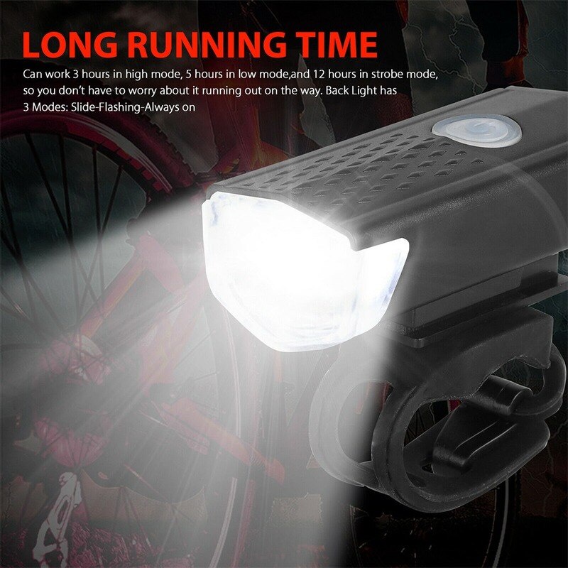 Bộ Đèn Pha LED Sạc USB Gắn Phía Trước Và Sau Lưng Dành Cho Xe Đạp MTB