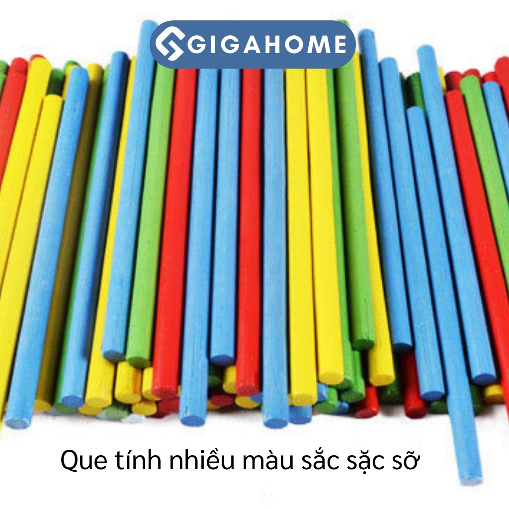 Hộp Que Tính Học Toán Bằng Gỗ Kèm Số, Dấu Cộng Trừ GIGAHOME Cho Bé Học Tập 9649