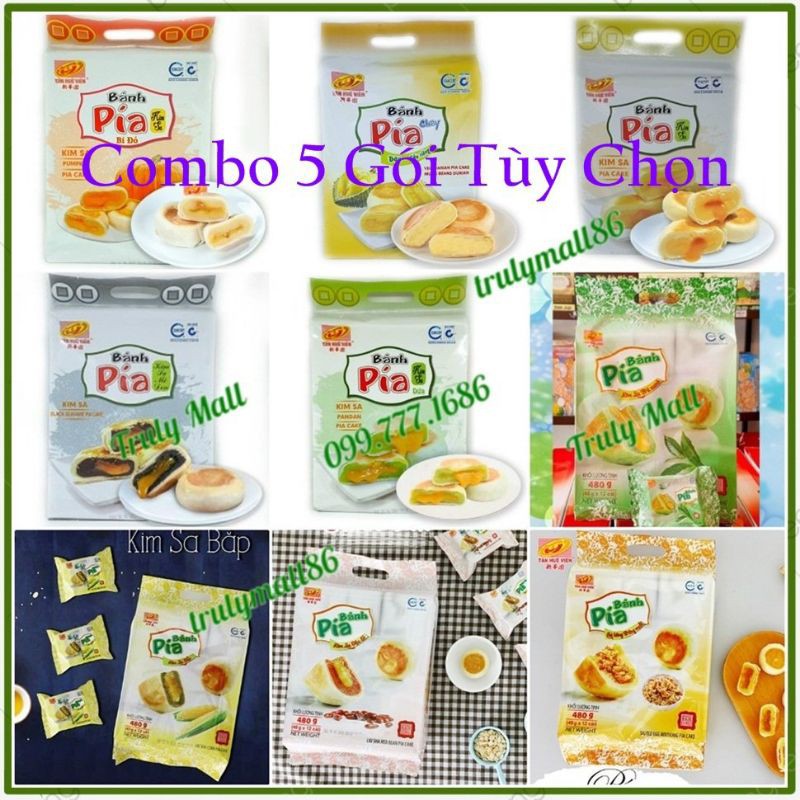 Combo 5 Gói Bánh Pía Kim Sa Mini Tân Huê Viên