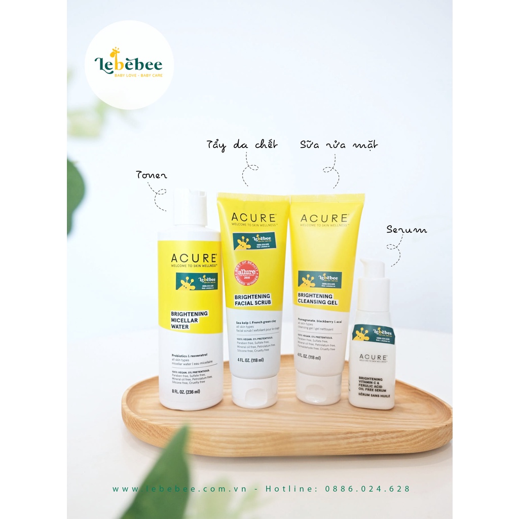 Combo sữa rửa mặt và tẩy da chết organic Acure