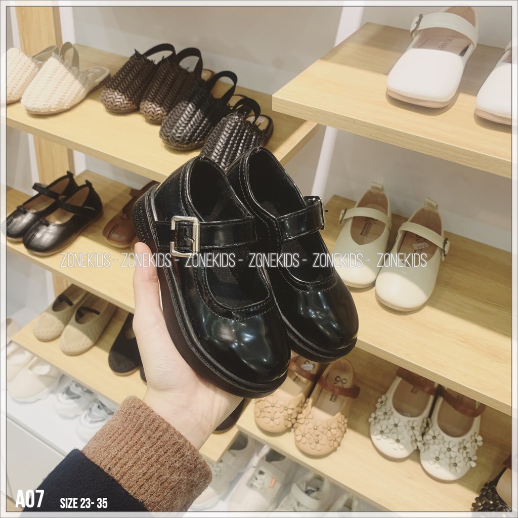 Giày búp bê đen trơn cho bé gái Zonekids - A07