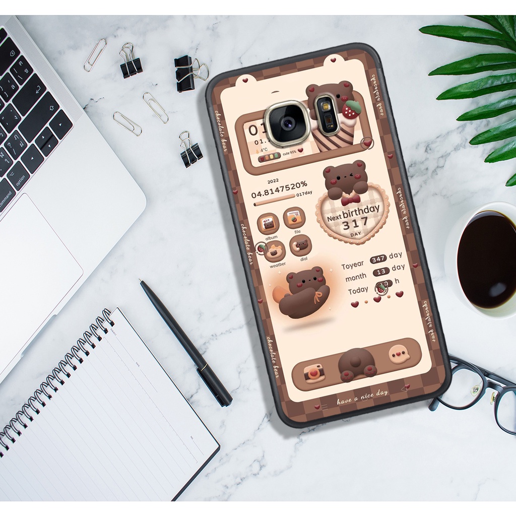 ỐP LƯNG SAMSUNG S6 - S6E - S7 - S7E , IN HÌNH GẤU NÂU CHOCOLATE ĐÁNG YÊU.