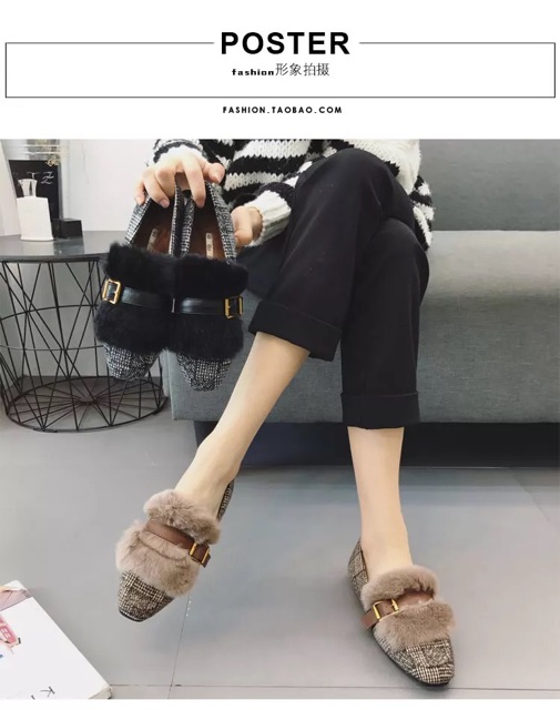 Giày kẻ mix lông lót cả lông luôn, chất lừ luôn nha các bạn ơi 😍 lên chân sang chảnh lắm ạ, full size 35-39 nha các bạn | BigBuy360 - bigbuy360.vn