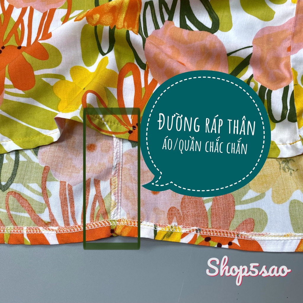 Bộ lanh mặc nhà, đồ bộ tole nữ SHOP5SAO quần đùi ren có túi [CÓ BIGSIZE] (50-75kg)