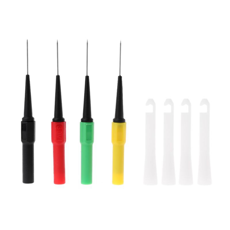 AOT.4pcs 0.7mm Piercing Probes Kit Multimeter Pen Probe Mini Wire Piercer Car Repair Test Line Probe Tool