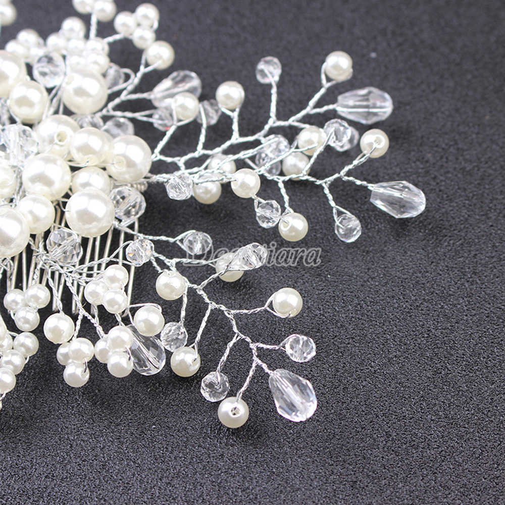 Lược cài tóc cho cô dâu đính ngọc trai sang trọng