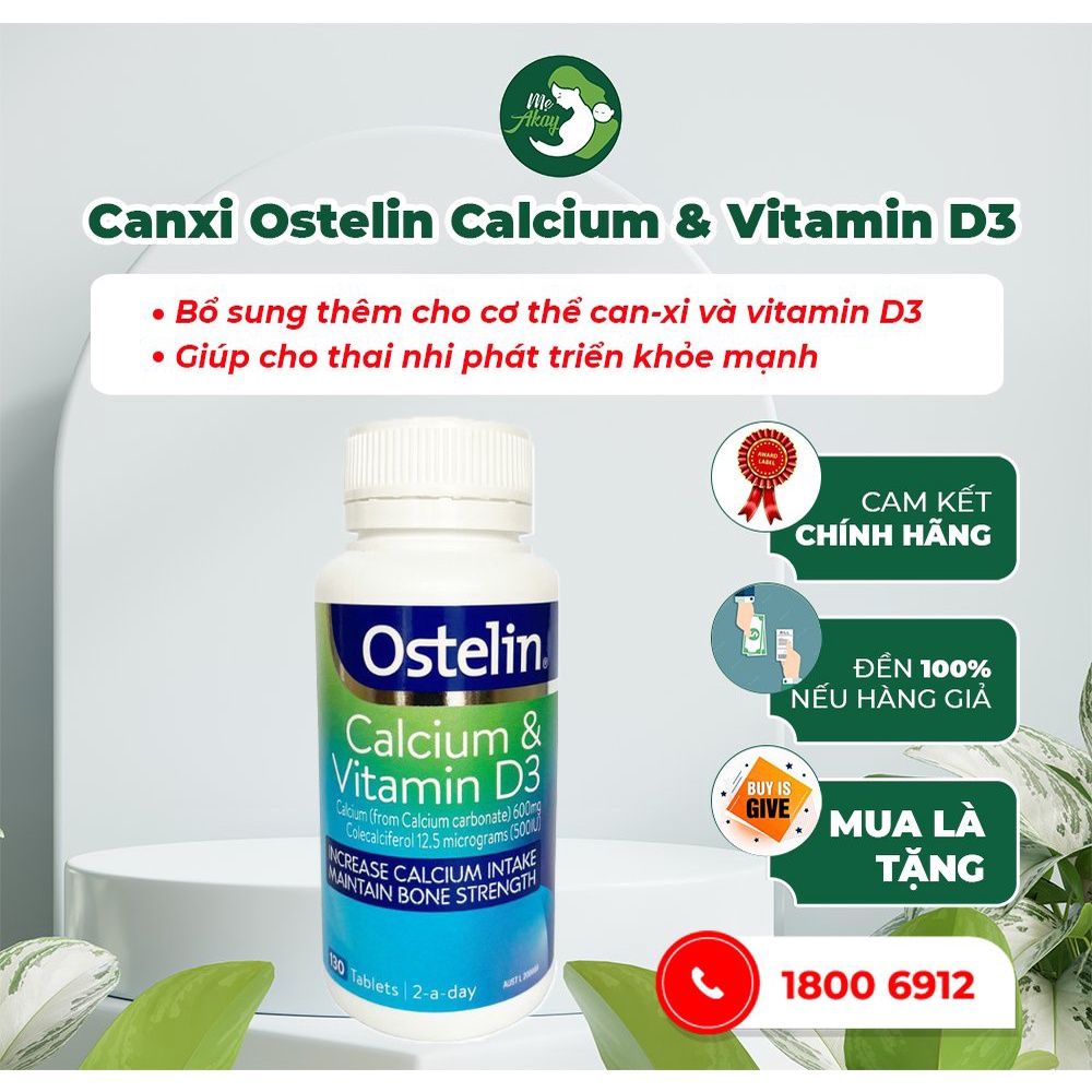 Canxi Ostelin Calcium & Vitamin D3 , nhập khẩu Úc, 130 viên- Mẹ Akay