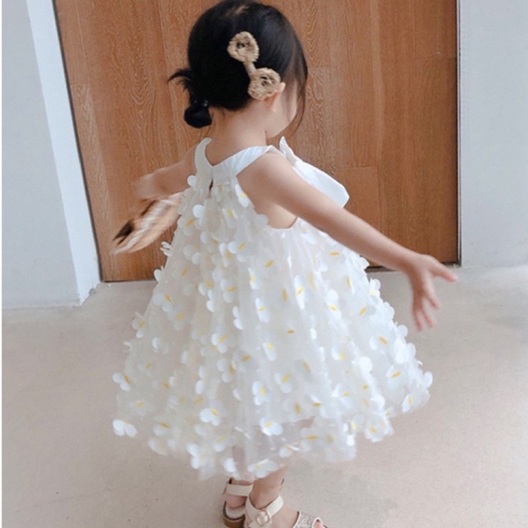 Đầm Công Chúa Không Tay Phối Lưới Họa Tiết Bướm Thời Trang Mùa Hè Dành Cho Bé Gái 1-5 Tuổi