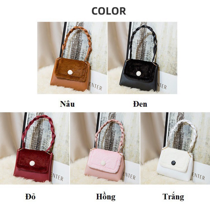 Túi kẹp nách phối lông cừu siêu dễ thương TX29 túi đeo chéo T.xách Chip Xinh | BigBuy360 - bigbuy360.vn