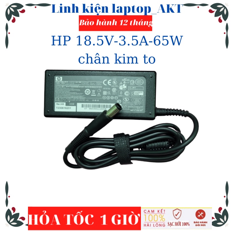 Sạc HP 18.5V-3.5A-65W chân kim to probook 6570P Elitebook 2530P 2730P 6930P 8440P 8530W 8540P Compad TC4400 CQ41 CQ42