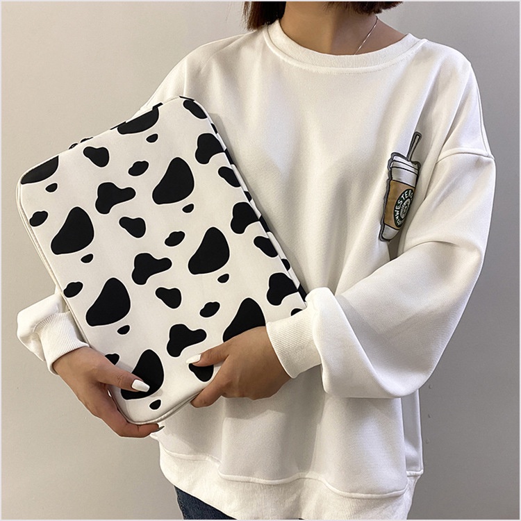 Túi đựng bảo vệ laptop 13/11 inch in vân da bò phong cách Hàn Quốc độc đáo