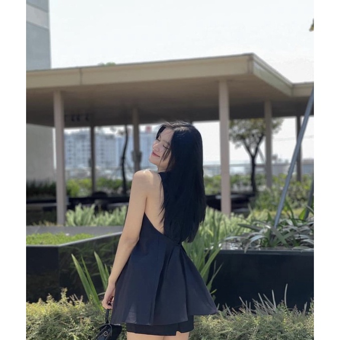 Set áo yếm hở lưng sexy phối quần short