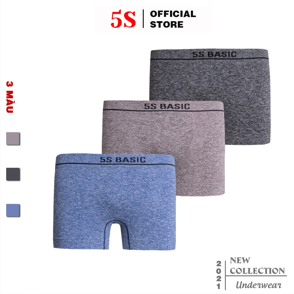 Combo 3 Quần Sịp Đùi Nam Boxer 5S, Cạp Dệt Không Đường May, Co Giãn, Thấm Hút, Kháng Khuẩn Cực Tốt (X3-SIP21012BOX)