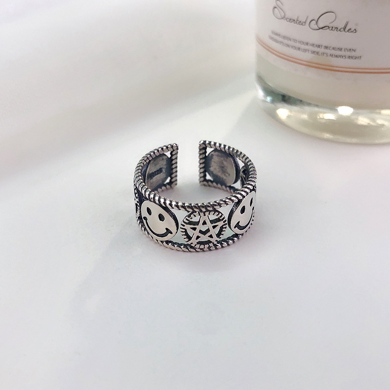 Nhẫn Mở Hình Ngôi Sao Mặt Cười Phong Cách Hip Hop