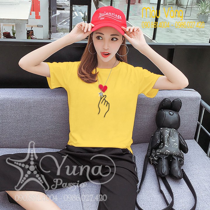 Áo Thun Thái Fom Rộng Thêu Thả Tim Cao Cấp - Fom to dưới 65kg